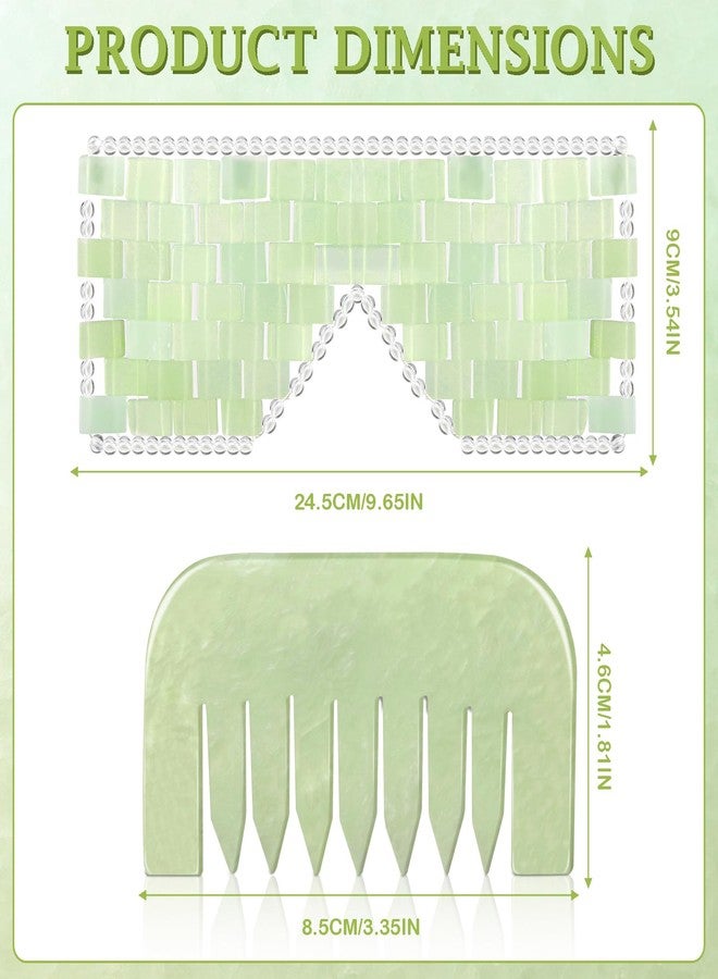 Halfchet Jade Eye Mask and Jade Comb Set Includes Weighted Eye Mask to Eliminate Wrinkles Puffiness Headache and Migraine Relief Handheld Natural Jade Massage Comb for Head Caring Therapy - Image 2